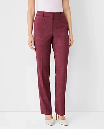 Ann Taylor The Petite Straight Pant In Cross Weave - Curvy Fit In Plum Rose
