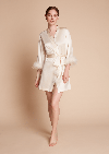 Gilda & Pearl Celeste Silk And Feather Short Robe In  Pearl