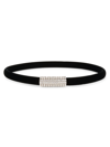 SAINT LAURENT WOMEN'S CRYSTAL-EMBELLISHED VELVET BELT