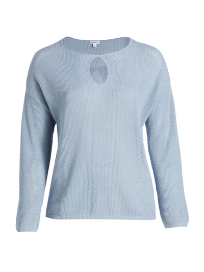 Minnie Rose Keyhole Boatneck Top In Blue