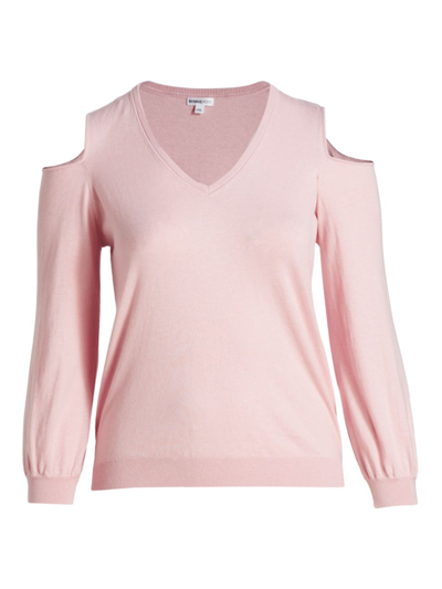 Minnie Rose Cold-shoulder V-neck Sweater In Rose Pink