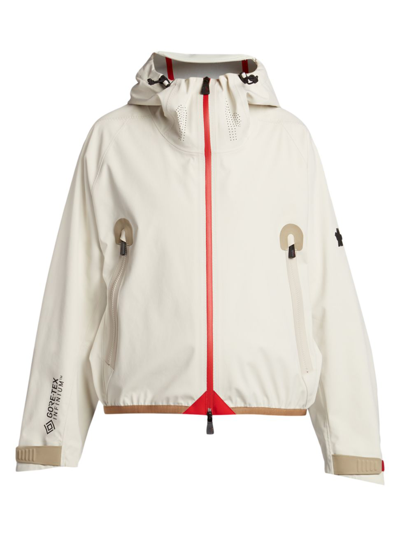 Moncler Vizille Womens Lightweight Hooded Windbreaker Jacket In Cream