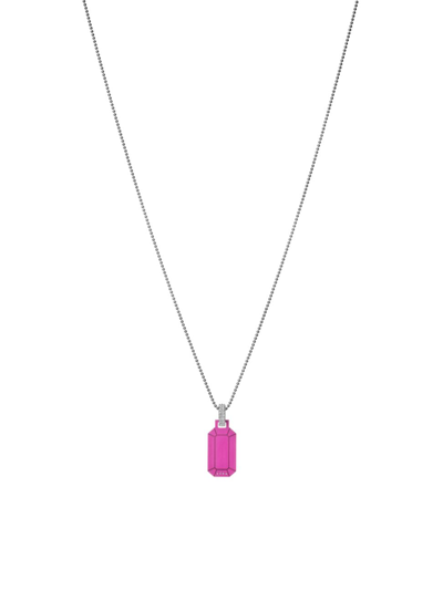 Eéra Women's Tokyo 18k White Gold, Sterling Silver, & Diamond Dog-tag Pendant Necklace In Pink