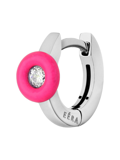 Eéra Women's Roma 18k White Gold, Diamond, & Enamel Huggie Hoop Earring