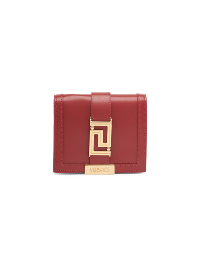 Versace Mini Greca Goddess Leather Wallet-on-chain In Parade Red