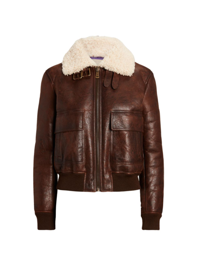 Polo Ralph Lauren Women's Niketa Lambskin & Dyed Shearling Bomber Jacket In Burnished Brown