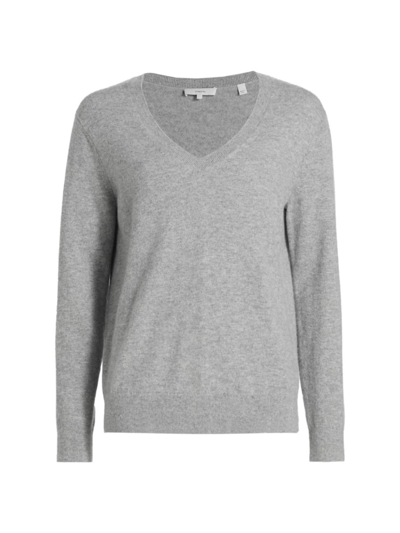 Vince Cashmere V-neck Jumper In Heather Grey