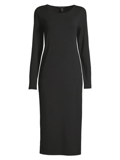 Eileen Fisher Scoop-neck Jersey Midi Dress In Black