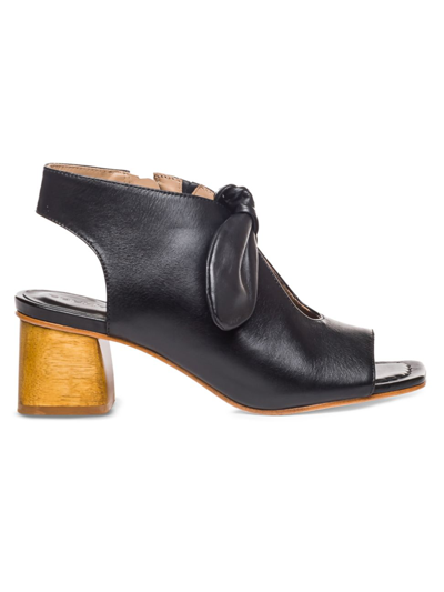 Bernardo Lizzie Leather Knot Zip Sandals In Black
