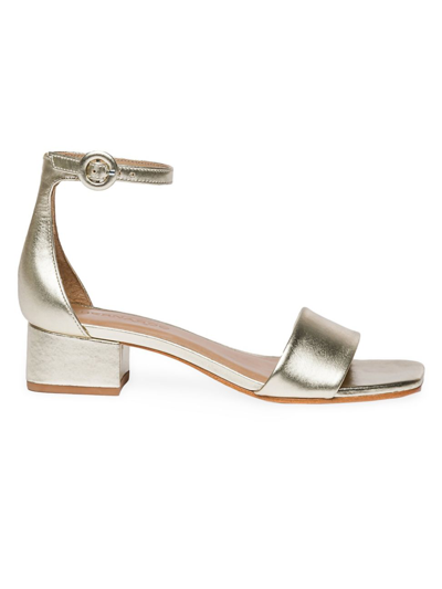 Bernardo Jalena Metallic Ankle-strap Sandals In Champagne Antique Calf