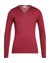 Brooksfield Sweaters In Brick Red