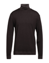 Daniele Fiesoli Man Turtleneck Dark Brown Size L Merino Wool In Dark Brown