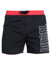 Diesel Embroidered-logo Swim Shorts In Black