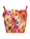Dolce & Gabbana Blouse Cropped Floral Cotton Tank Top In Pink