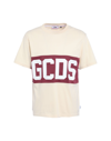 Gcds Cotton T-shirt With Logo Band In Beige