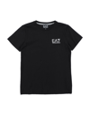 Ea7 Kids' T-shirts In Black