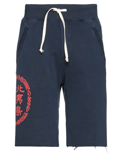 Novemb3r Man Shorts & Bermuda Shorts Midnight Blue Size S Cotton