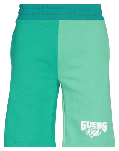 Guess Man Shorts & Bermuda Shorts Green Size S Cotton In Green