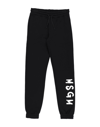 Msgm Kids Black Logo Lounge Pants In Black