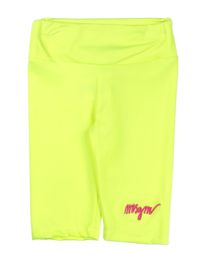 Msgm Teen Logo-embroidered Leggings In Yellow