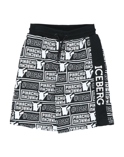 Iceberg Kids' Logo-print Drawstring Shorts In Black