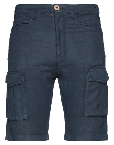 Solid ! Man Shorts & Bermuda Shorts Midnight Blue Size S Linen, Cotton