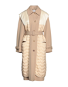 Chloé Convertible Belted Wool, Cotton-blend And Quilted Silk Coat In Camel