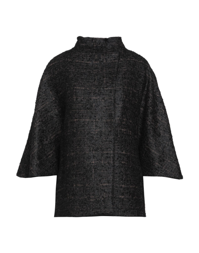 Cinzia Rocca Woman Capes & Ponchos Black Size 8 Mohair Wool, Wool, Silk, Polyamide In Black