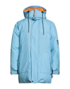 Msgm Hooded Reversible Down Jacket In Azure