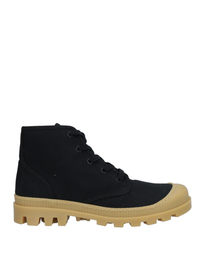Gia X Pernille Teisbaek 20mm Cotton Canvas Combat Boots In Black