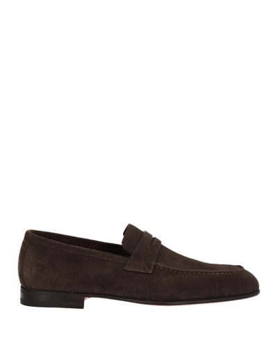 Santoni Man Loafers Dark Brown Size 7.5 Soft Leather