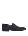 Santoni Imam Suede Penny Loafers In Blue