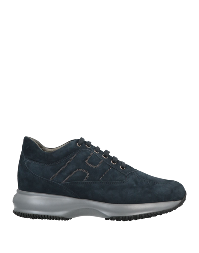 Hogan Woman Sneakers Slate Blue Size 7 Soft Leather