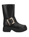 Roger Vivier Viv 'rangers Platform Biker Boots In Black Leather In Black