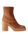BIANCA DI BIANCA DI WOMAN ANKLE BOOTS CAMEL SIZE 11 SOFT LEATHER