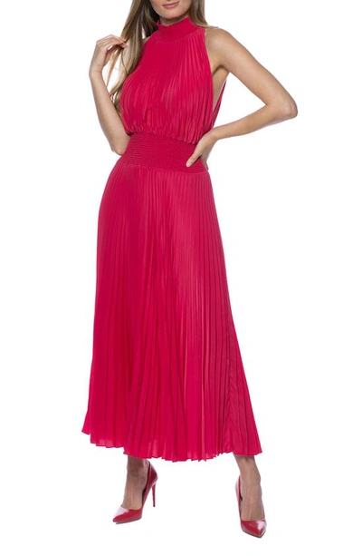 Marina Pleated Midi Dress In Red