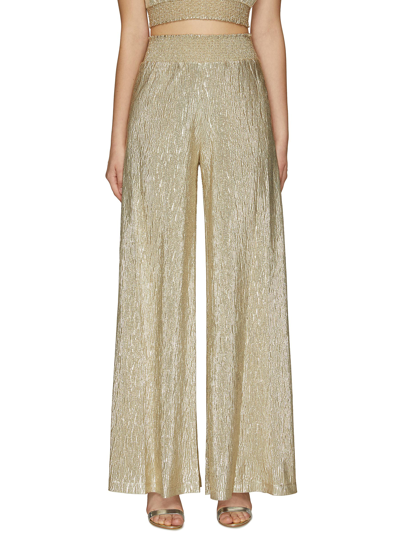 Alice And Olivia Janella Sequined Crinkled-crepe Wide-leg Trousers In Metallic