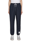 Thom Browne Contrast White Stitching Ripstop Track Pants In Blue