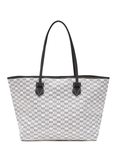 Moreau 'saint Tropez' Large Chequered Canvas Tote Bag In White