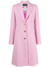 Versace Single-breasted Virgin-wool Coat In Pink