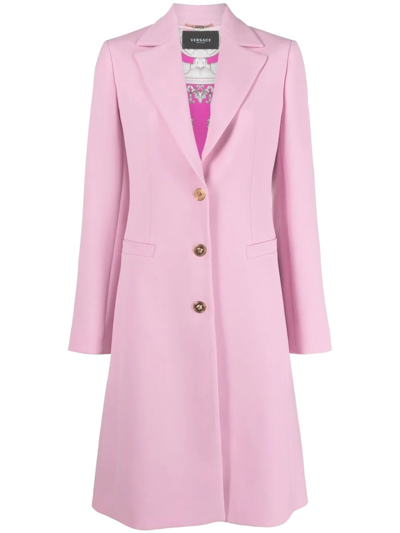 Versace Single-breasted Virgin-wool Coat In English Rose