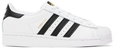Adidas Originals Kids White Superstar Sneakers In Ftwr White / Core Bl