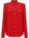 Balmain Silk Shirts With Padded Shoulders In Red