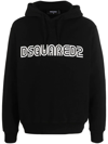 Dsquared2 Black Logo-print Cotton Hoodie In Black