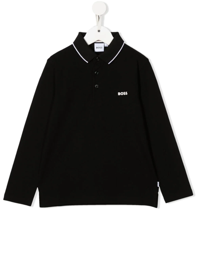 Bosswear Logo-print Cotton Polo Shirt In Black
