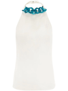 Jw Anderson Chain-embellished Gabardine Halterneck Top In White