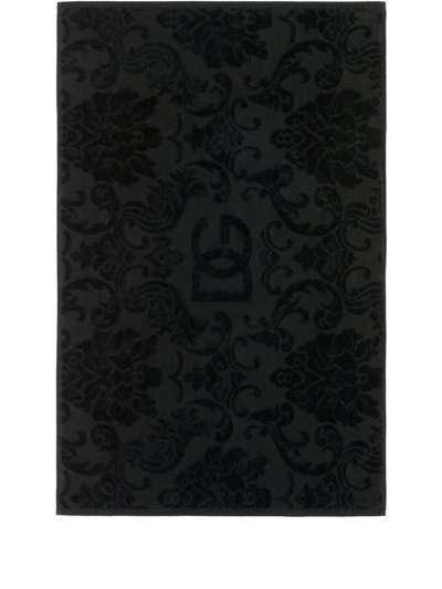 Dolce & Gabbana Logo Jacquard Bath Mat In Black