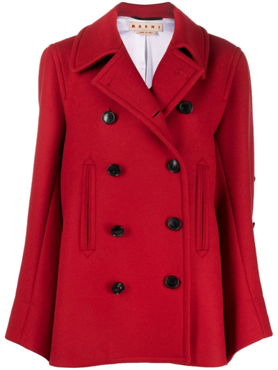 Marni Double-breasted Wool Jacket In Red