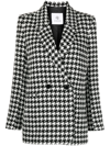 Anine Bing Madeleine Blazer In Black And White Houndstooth