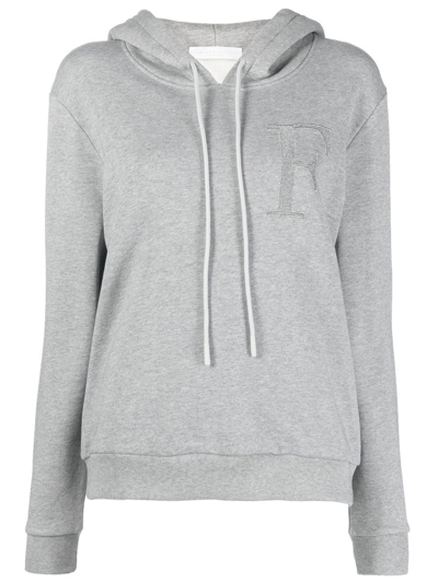 Fabiana Filippi Bead Logo-embroidered Hoodie In Grey